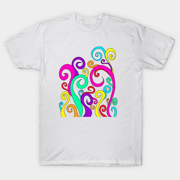 Pretty Colorful Funky Swirling Rainbow Spirals Pattern, made by EndlessEmporium T-Shirt by EndlessEmporium